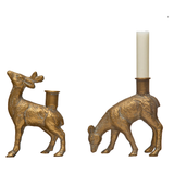 Antiqued Gold Reindeer Taper Holder