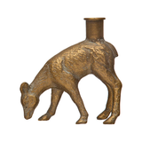 Antiqued Gold Reindeer Taper Holder