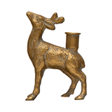 Antiqued Gold Reindeer Taper Holder