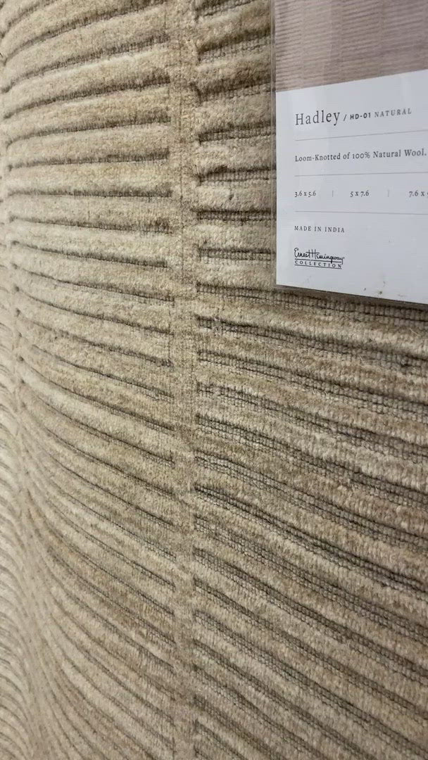 Natural beauty is expressed in an understated fashion with the Hadley Collection, an eco-friendly collection of 100% undyed wool. Loom knotted in India, Hadley features an intriguing cut pile and loop combination which adds distinctive texture to these handsome and durable designs. Also, the muted colors fit easily with a variety of interior styles while still earning notice with raw elegance.  Hand Loomed 100% Wool India HD-01 Natural